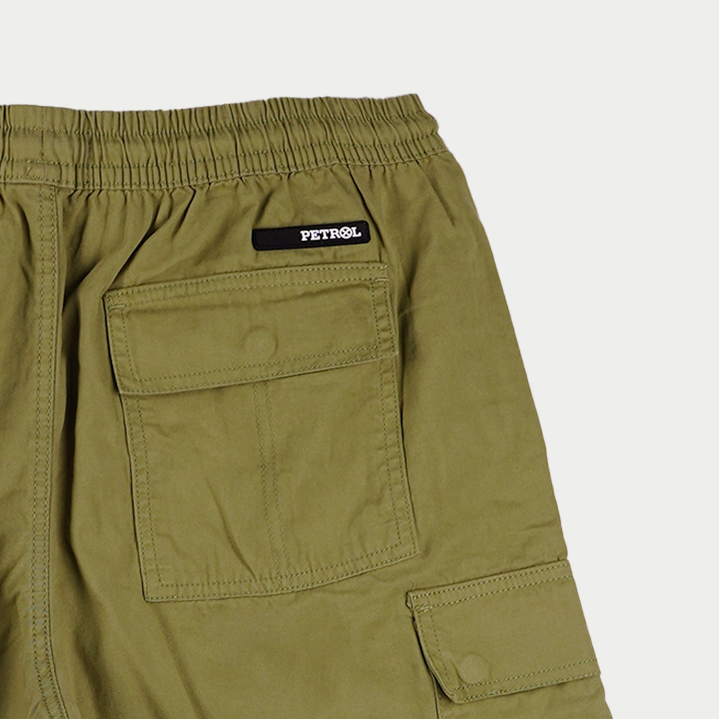 Petrol Basic Non-Denim Cargo Short for Men Regular Fitting Rinse Wash Fabric 157437 (Olive)