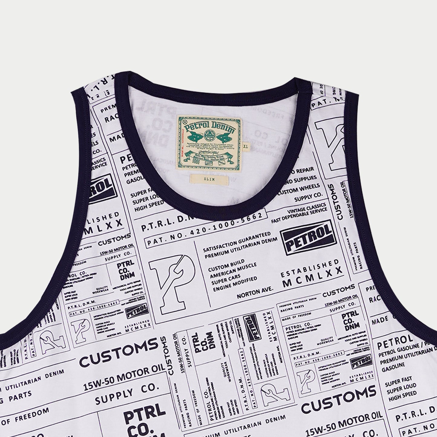 Petrol Men's Basic Tank Top Slim Fitting Cotton Jersey Fabric Tank Top 113273 (White)