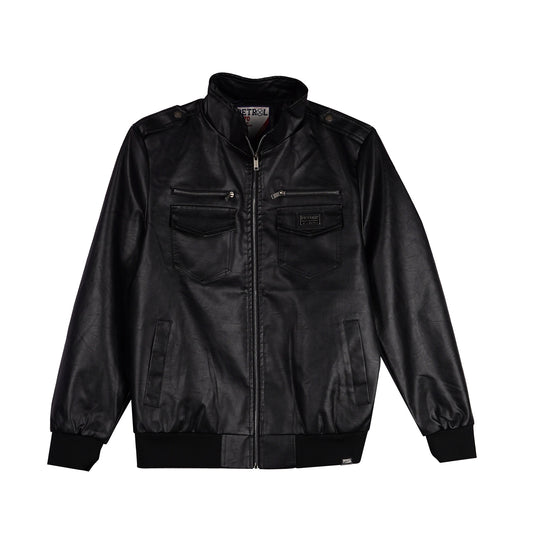 Petrol Men's Basic Leather Jacket Regular Fitting Fashion Trendy Casual Jacket 138459 (Black)