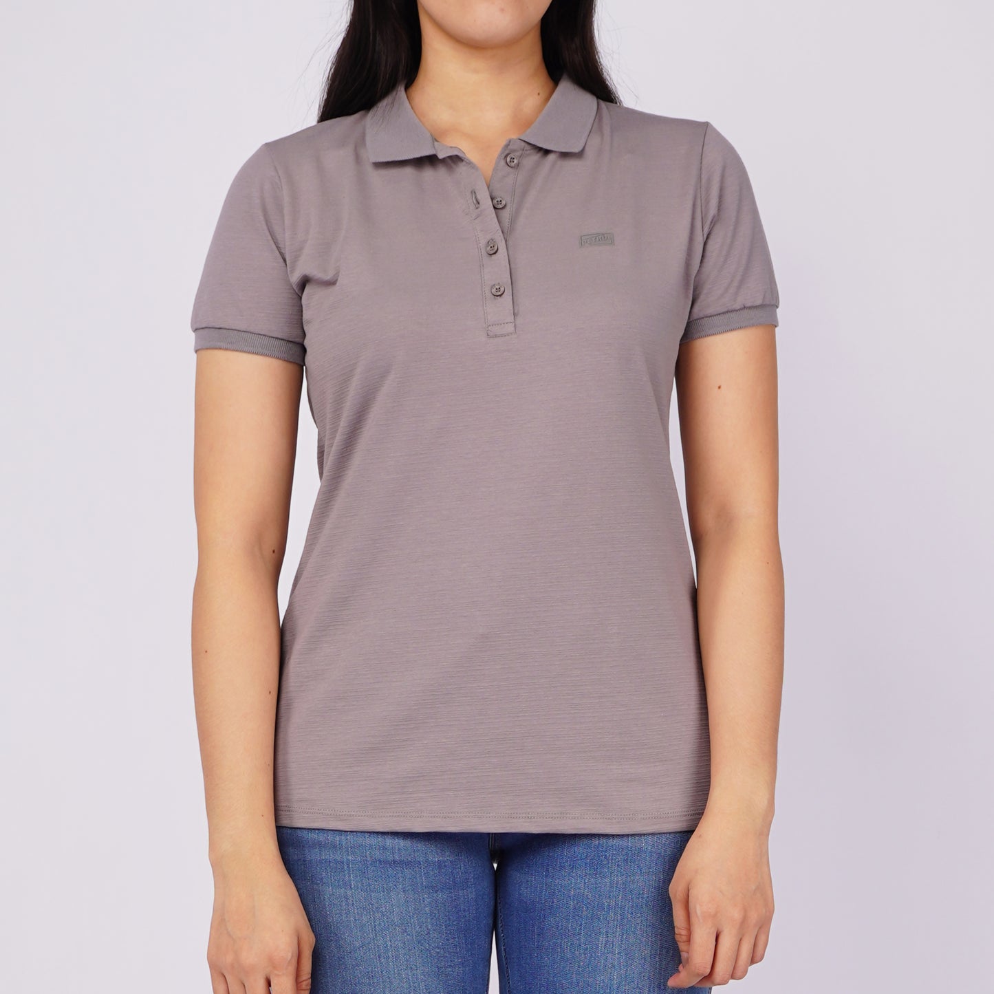 Petrol Ladies Basic Collared Shirt Regular Fitting Missed Lycra Fabric 116420 (Light Gray)