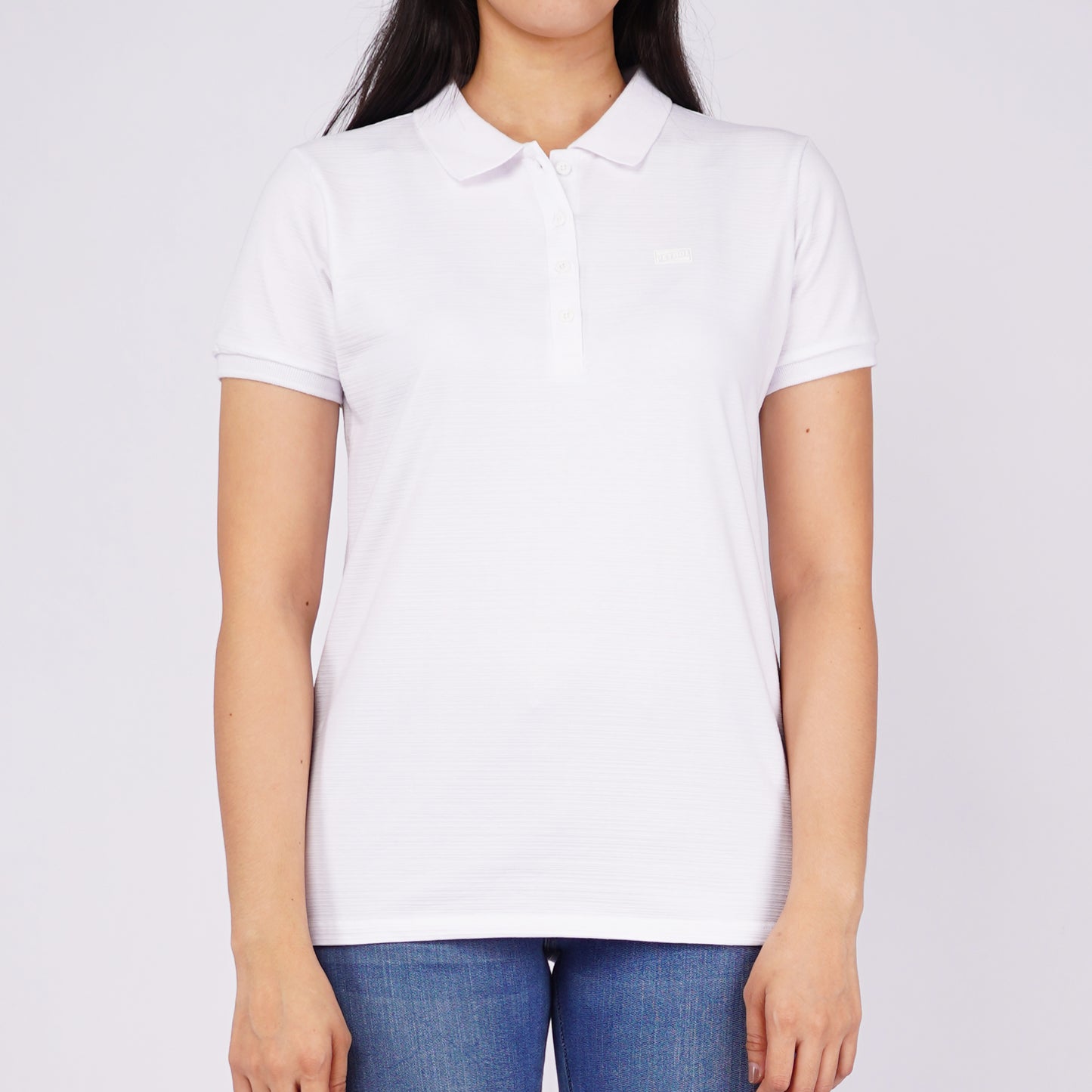 Petrol Ladies Basic Collared Shirt Regular Fitting Missed Lycra Fabric 116056 (White)