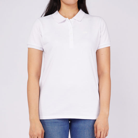 Petrol Ladies Basic Collared Shirt Regular Fitting Missed Lycra Fabric 116056 (White)