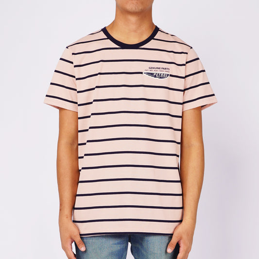 Petrol Men's Basic Tees Slim Fitting Stripe Jersey Fabric 150339 (Dusty Pink)