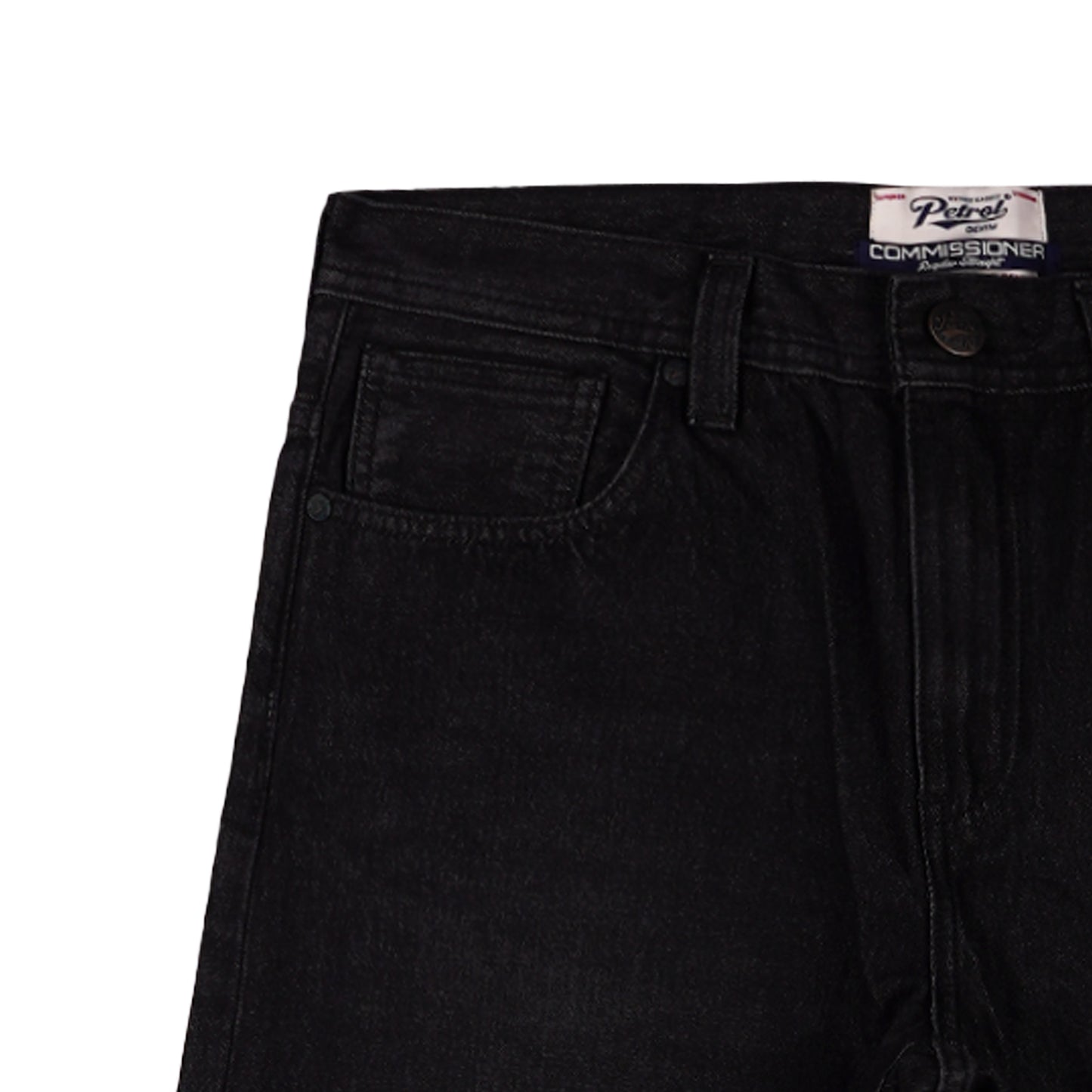 Petrol Men's Basic Denim Regular Straight Fitting Rinse Wash Fabric with Details 156791 (Black)