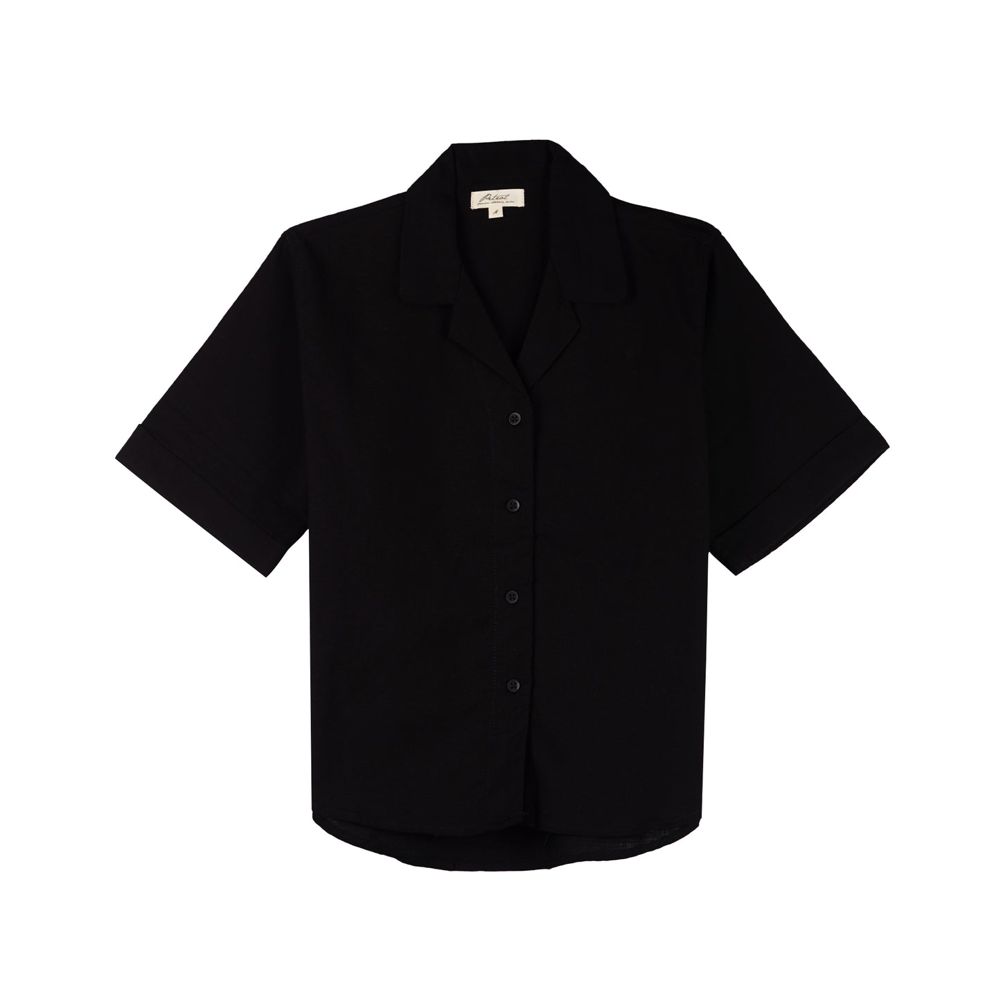 Petrol Ladies Basic Collared Woven Regular Fitting Linen Fabric 158491 (Black)