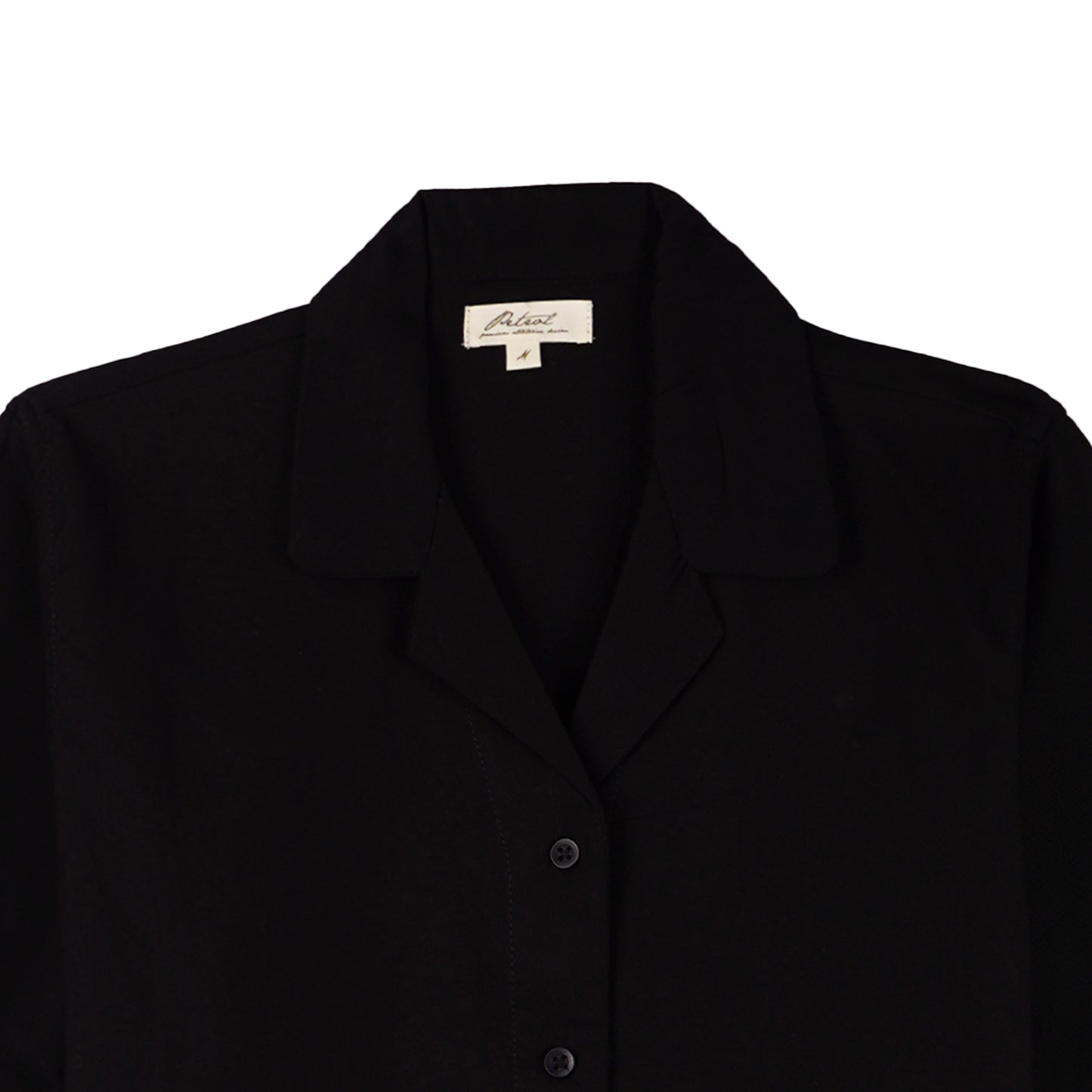 Petrol Ladies Basic Collared Woven Regular Fitting Linen Fabric 158491 (Black)