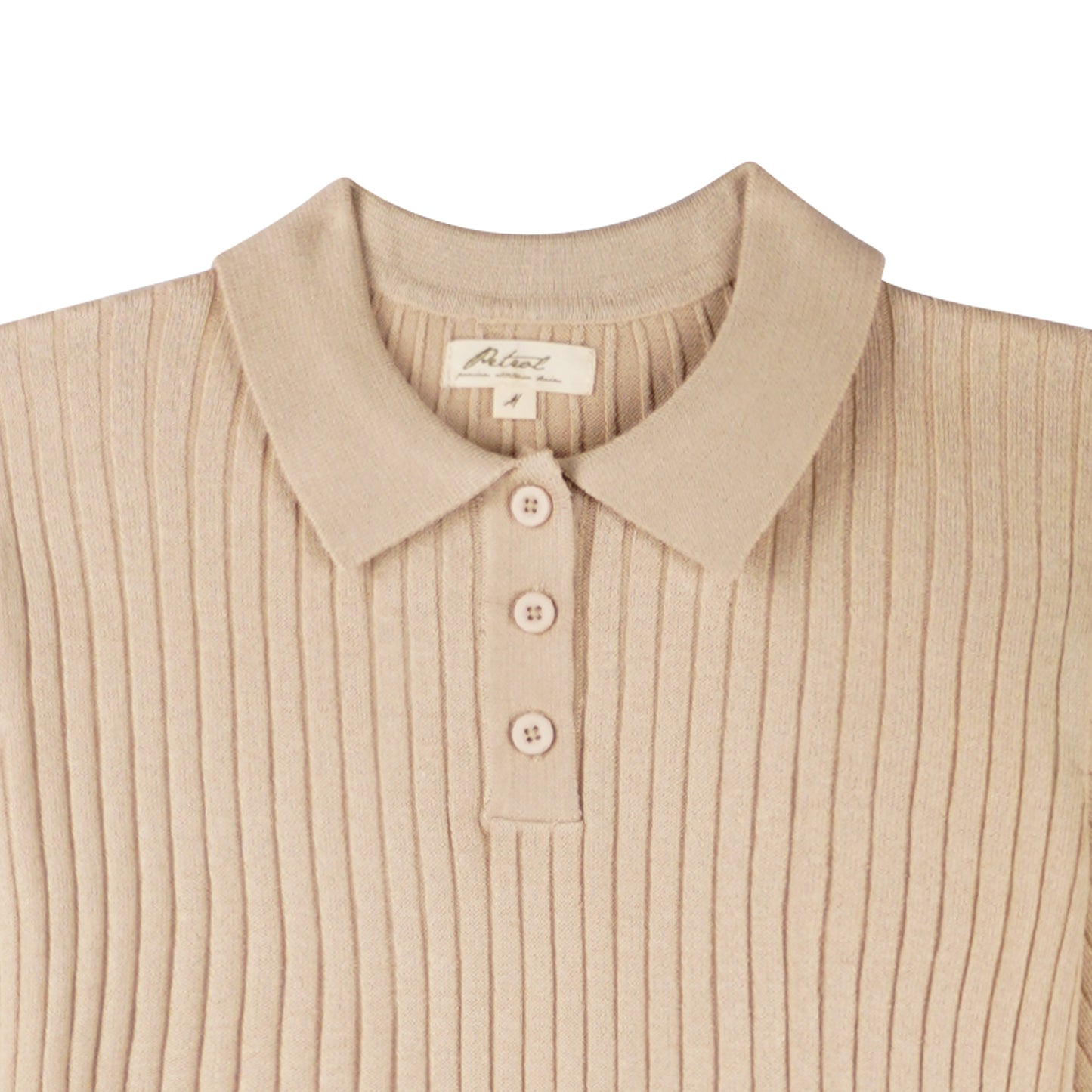 Petrol Ladies Basic Collared Boxy Fitting Knitted Fabric 158504 (Khaki)