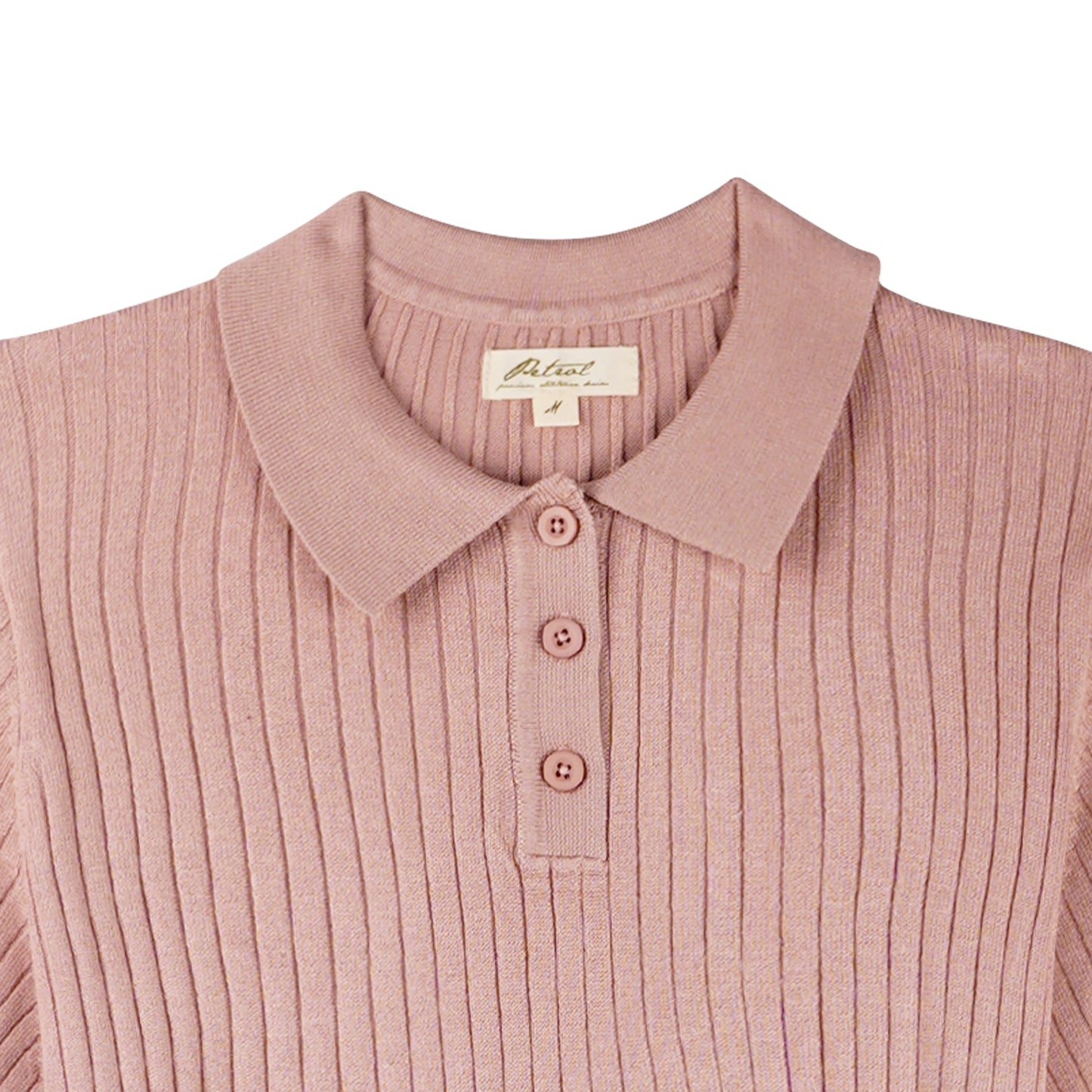 Petrol Ladies Basic Collared Boxy Fitting Knitted Fabric 158504 (Old Rose)