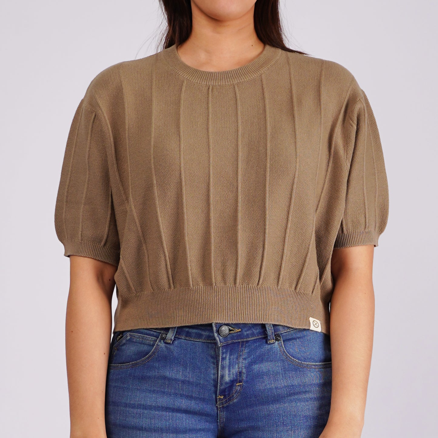 Petrol Ladies Basic Tees Crop Fitting Knitted Fabric 158520 (Taupe)