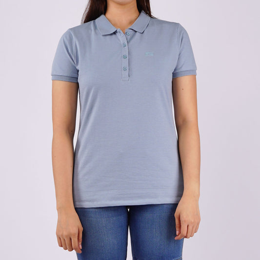 Petrol Ladies Basic Collared Regular Fitting Missed Lycra 116077 (Smoke Blue)