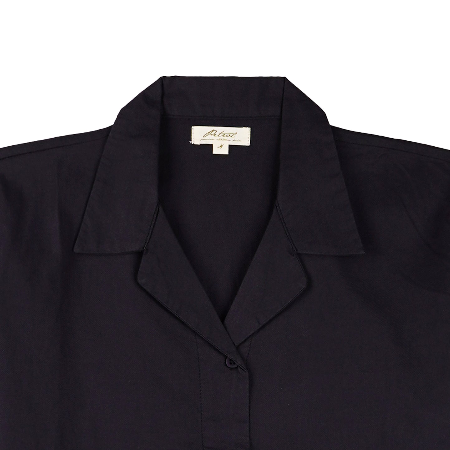 Petrol Ladies Basic Woven Regular Fitting Linen Fabric 161292 (Black)