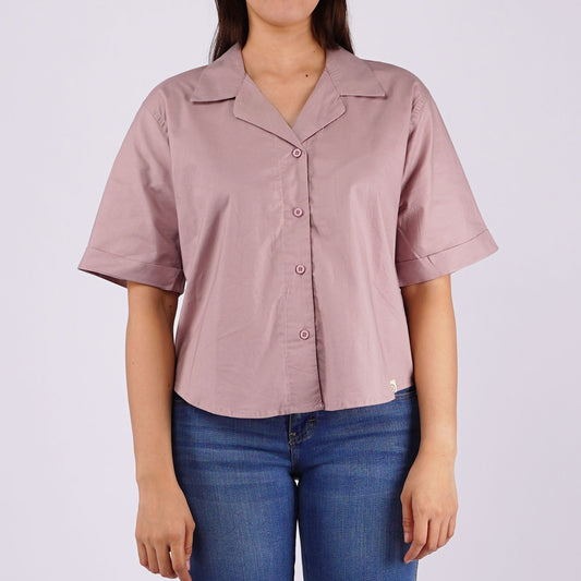 Petrol Ladies Basic Woven Regular Fitting Linen Fabric 161292 (Pink)