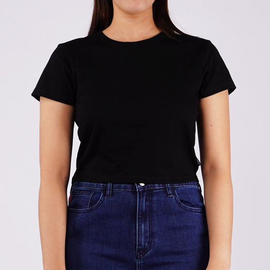 Petrol Ladies Basic Tees Crop Fitting CVC Jersey Fabric 149853 (Black)