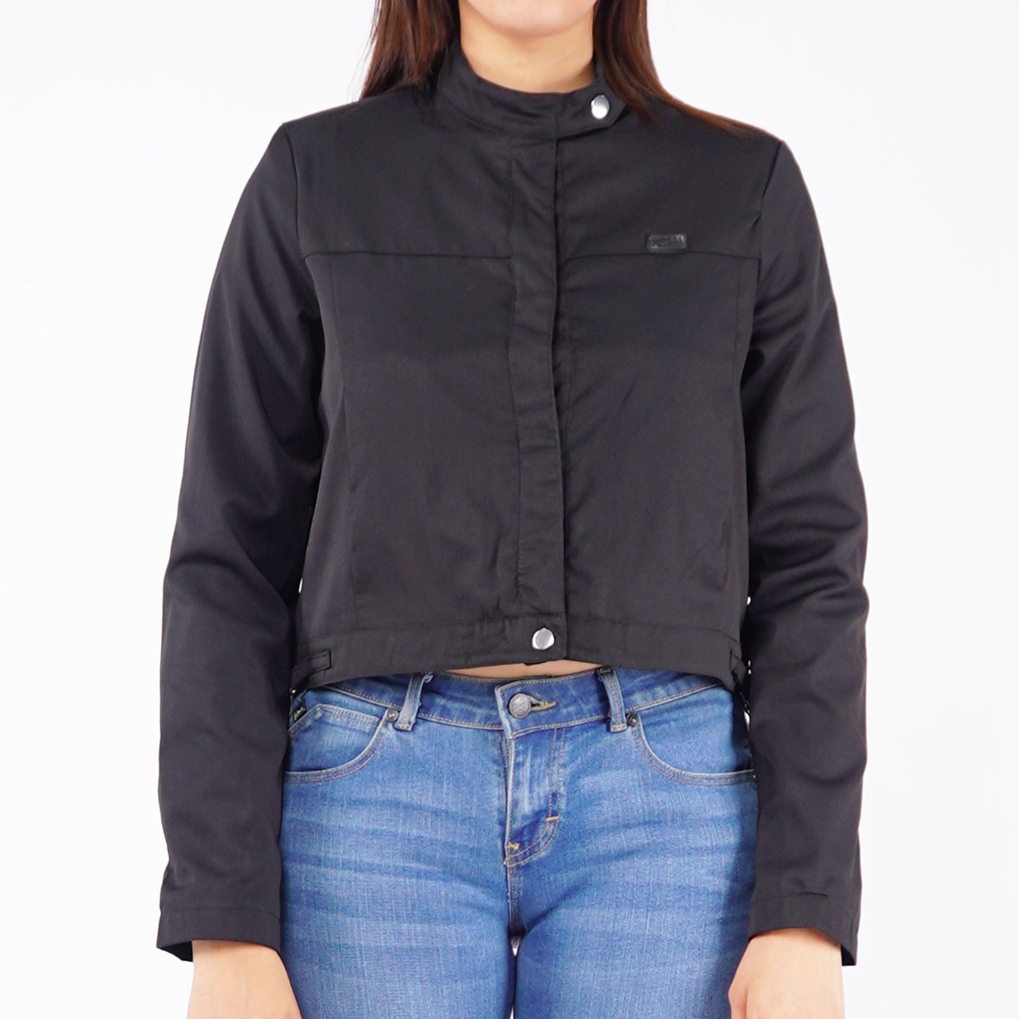 Petrol Ladies Basic Jacket Crop Fitting Twill Fabric 164172 (Black)