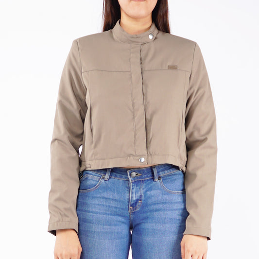 Petrol Ladies Basic Jacket Crop Fitting Twill Fabric 164172 (Taupe)