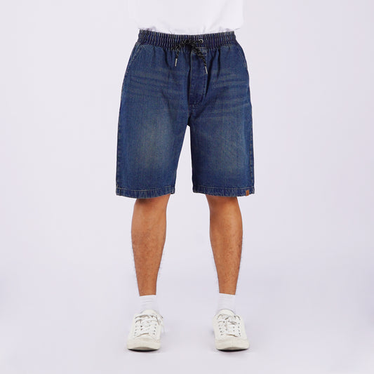 Petrol Men's Basic Denim Jogger Short Mid-Rise Vintage Wash with Details 165494-U (Dark Shade)