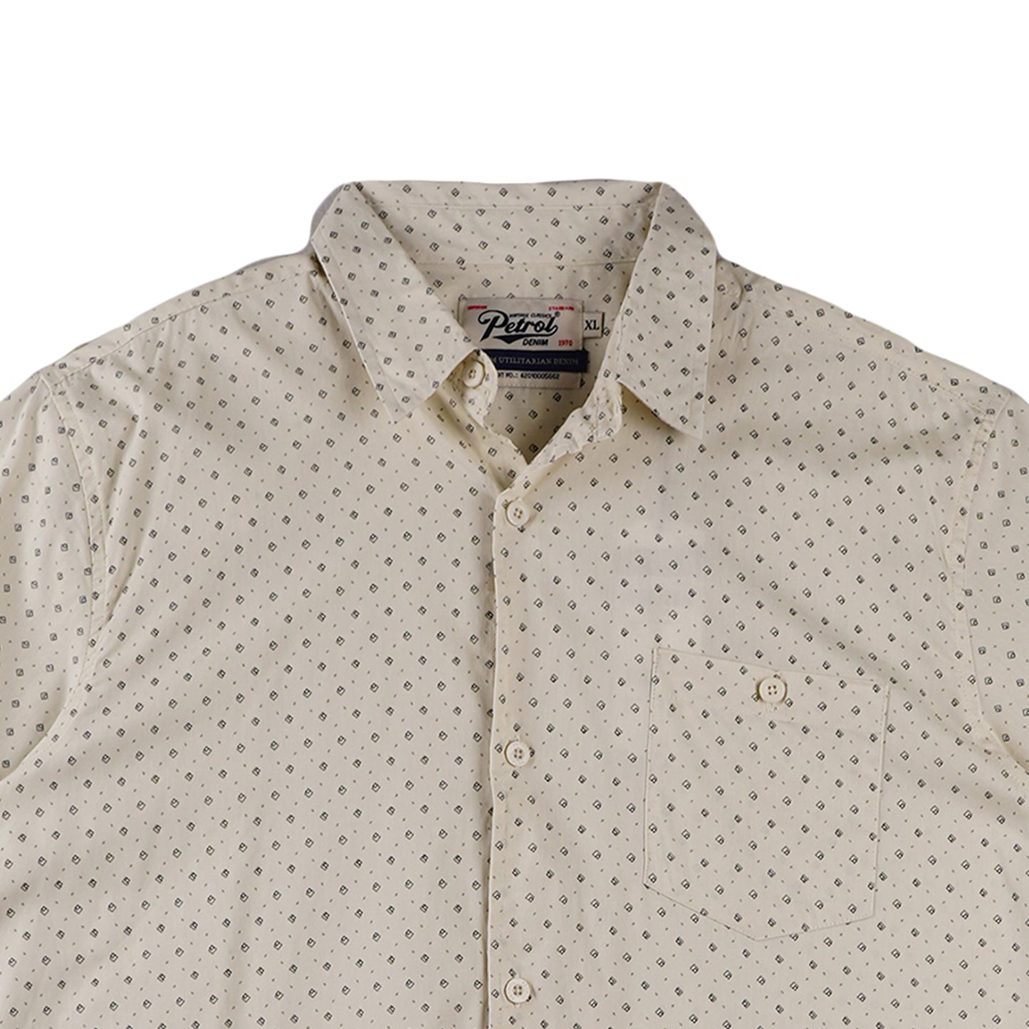 Petrol Men's Basic Woven Shirt Slim Fitting Poplin Fabric 161877 (Beige)