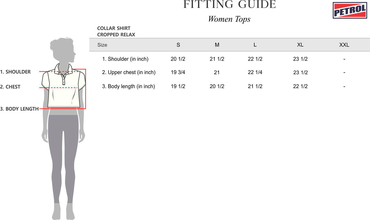 Petrol Ladies Basic Woven Shirt Crop Fitting 153517 (Frost)