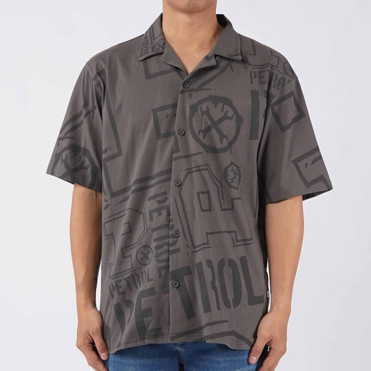 Petrol Men's Basic Woven Shirt Comfort Fitting 152389 (Charcoal)