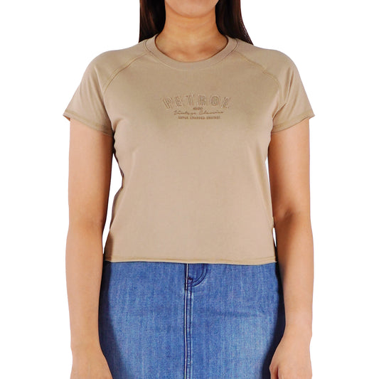 Petrol Ladies Basic Tees  Crop Fitting 160887 (Beige)