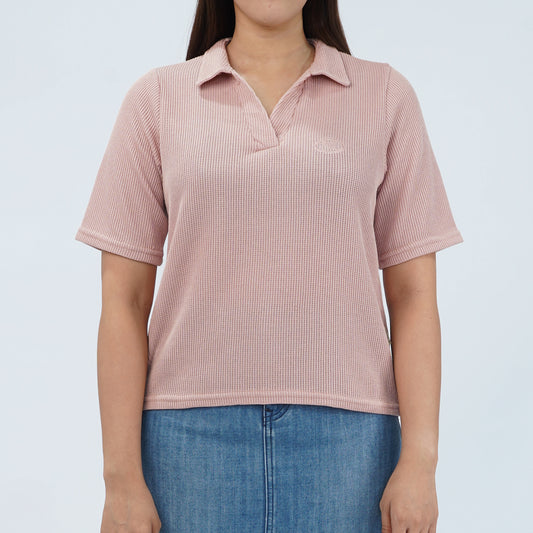 Petrol Ladies Basic Collared Shirt Boxy Fitting 171085 (Dusty Pink)
