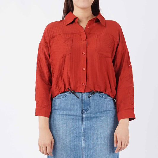 Petrol Ladies Basic Woven Shirt Loose Fitting 173961 (Red)