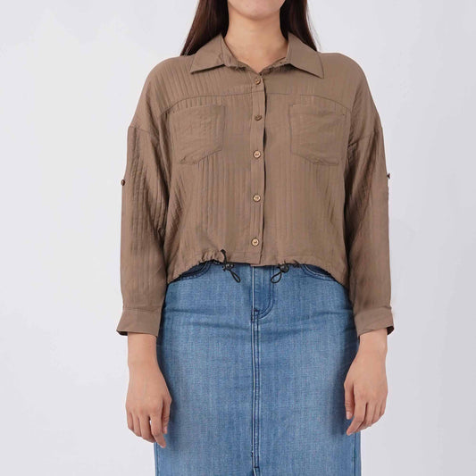 Petrol Ladies Basic Woven Shirt Loose Fitting 173961 (Mocha)