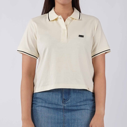 Petrol Ladies Basic Collared Shirt Boxy Crop Fitting 180231-U (Cream)