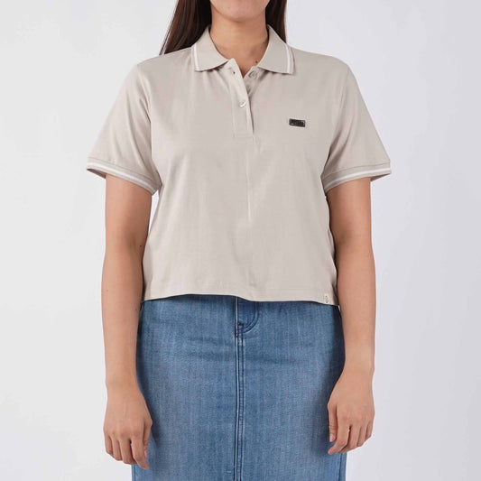 Petrol Ladies Basic Collared Shirt Boxy Crop Fitting 180231-U (Light Gray)