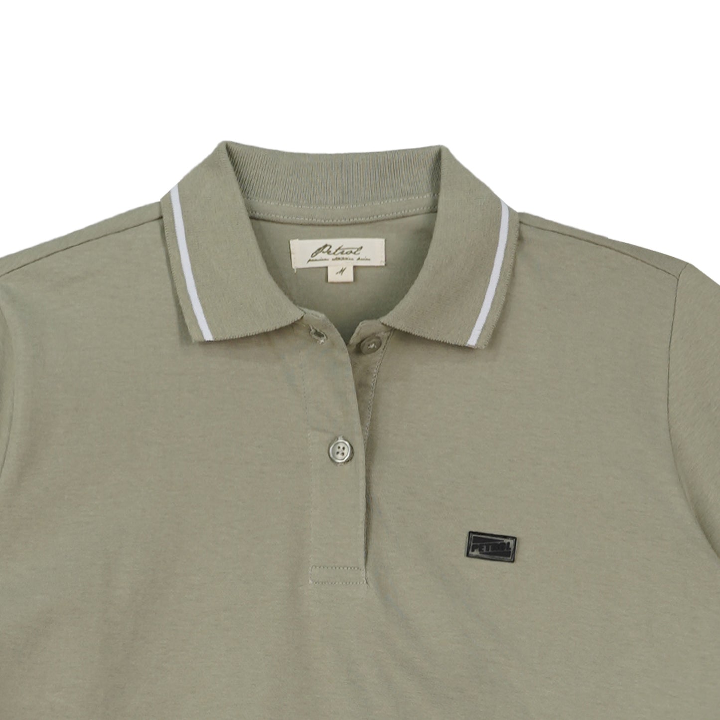 Petrol Ladies Basic Collared Shirt Boxy Crop Fitting 180231-U (Sage)