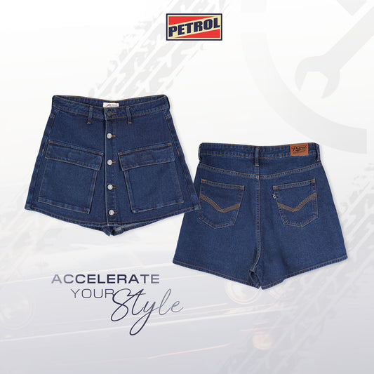 Petrol Ladies Basic Denim Skort Mid-Rise 184842 (Dark Shade)