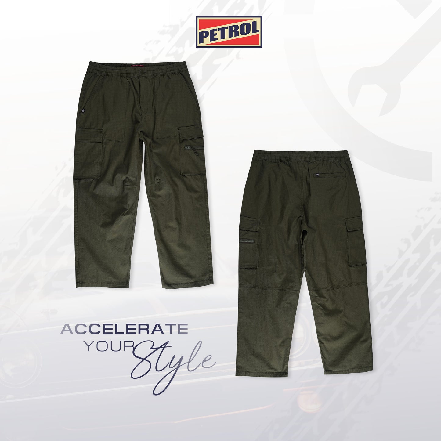 Petrol Men's Basic Non-Denim Cargo Pants Mid-Rise Fitting 190837 (Fatigue)