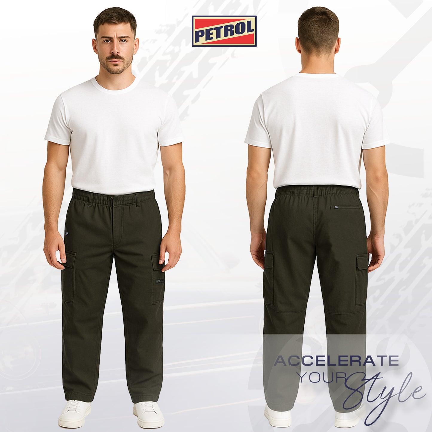 Petrol Men's Basic Non-Denim Cargo Pants Mid-Rise Fitting 190837 (Fatigue)
