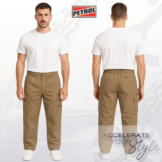 Petrol Men's Basic Non-Denim Cargo Pants Mid-Rise Fitting 190837 (Khaki)