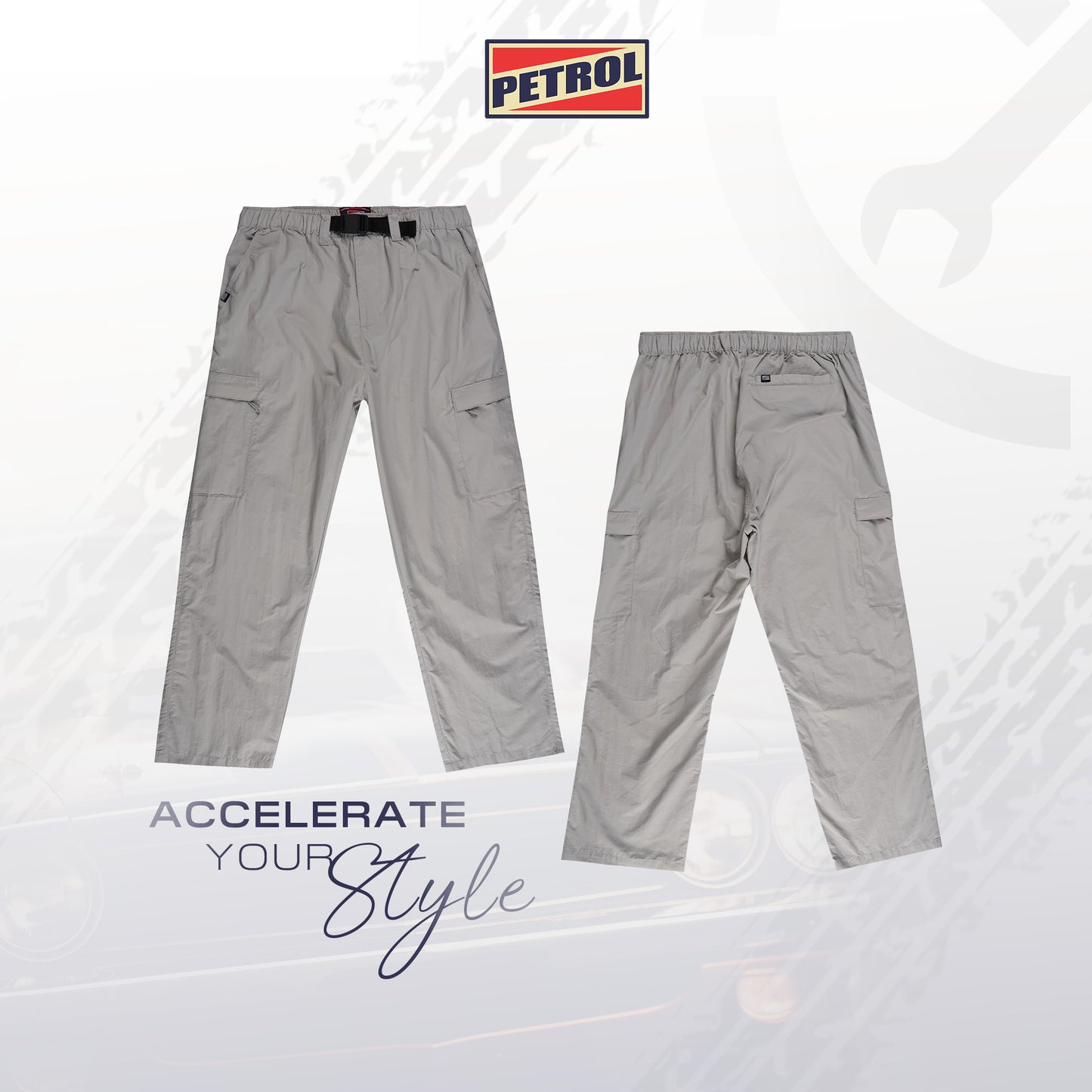 Petrol Men's Basic Non-Denim Cargo Pants Mid-Rise Fitting 192307 (Light Gray)