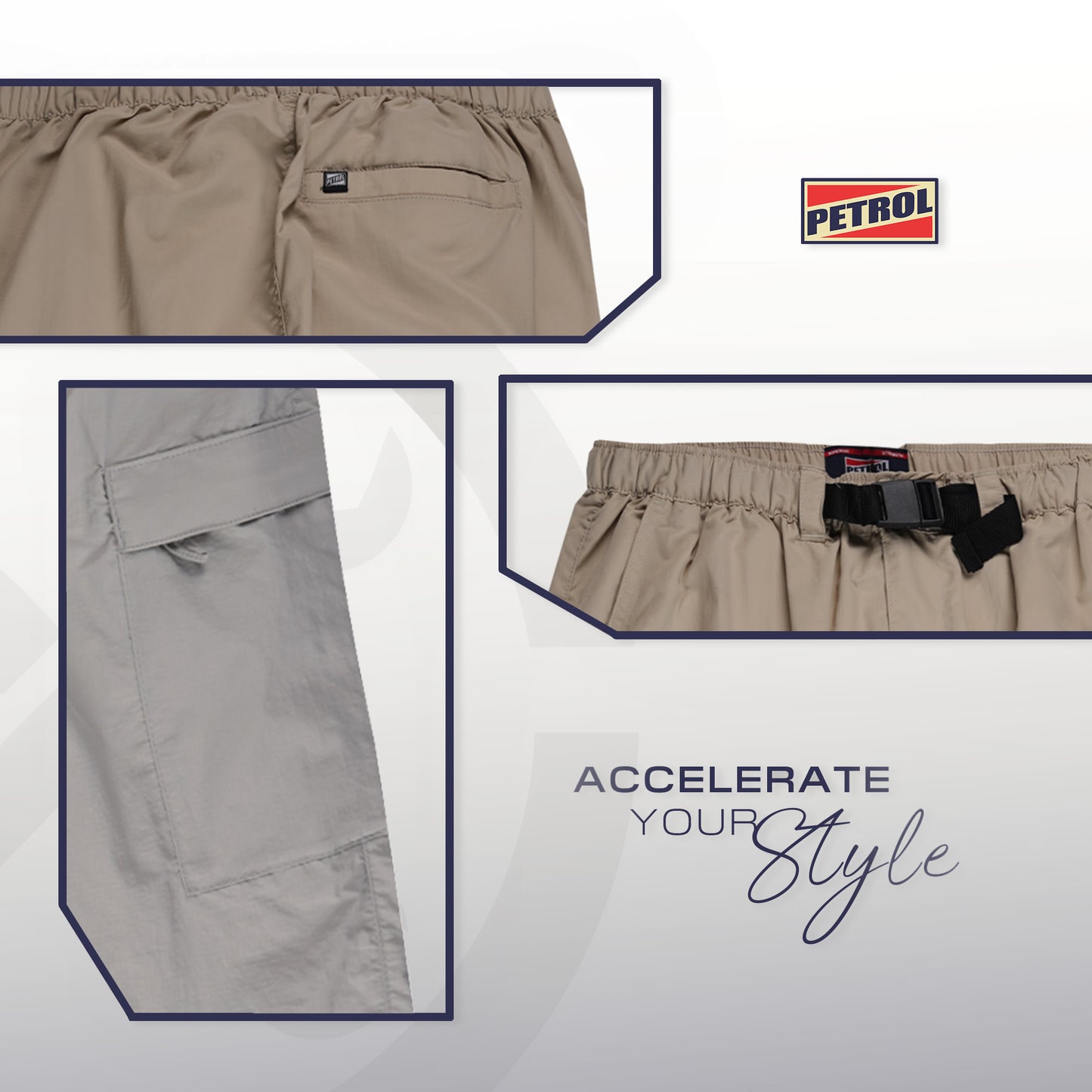 Petrol Men's Basic Non-Denim Cargo Pants Mid-Rise Fitting 192307 (Beige)