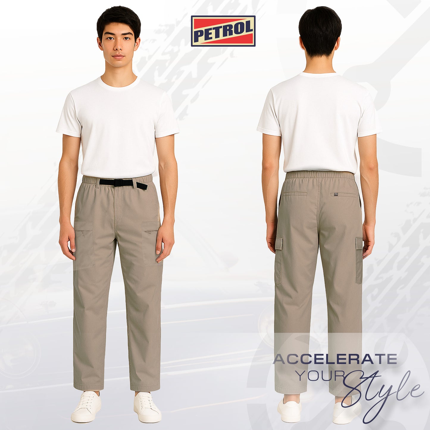 Petrol Men's Basic Non-Denim Cargo Pants Mid-Rise Fitting 192307 (Beige)