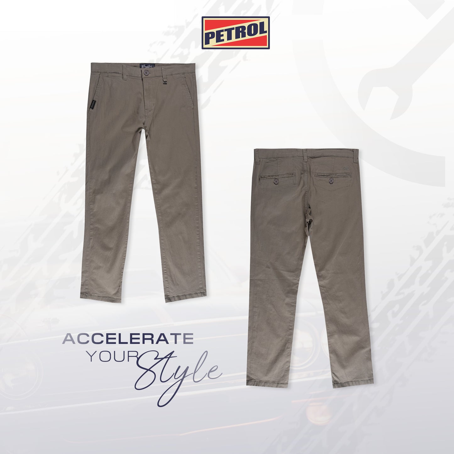 Petrol Men's Basic Non-Denim Chino Pants Mid-Rise Fitting 185149-U (Gray)