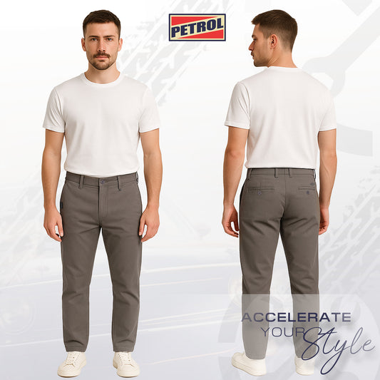 Petrol Men's Basic Non-Denim Chino Pants Mid-Rise Fitting 185149-U (Gray)