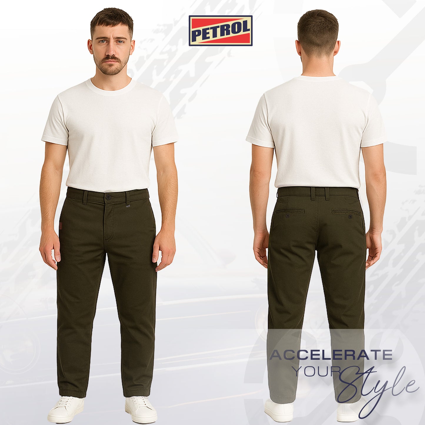 Petrol Men's Basic Non-Denim Chino Pants Mid-Rise Fitting 185139-U (Fatigue)