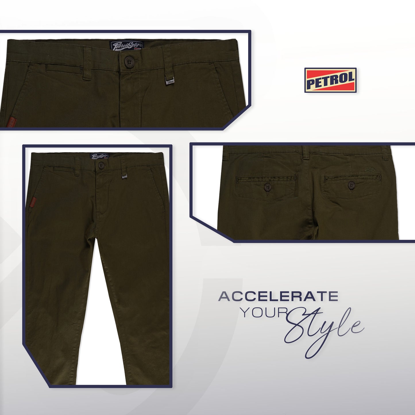 Petrol Men's Basic Non-Denim Chino Pants Mid-Rise Fitting 185139-U (Fatigue)