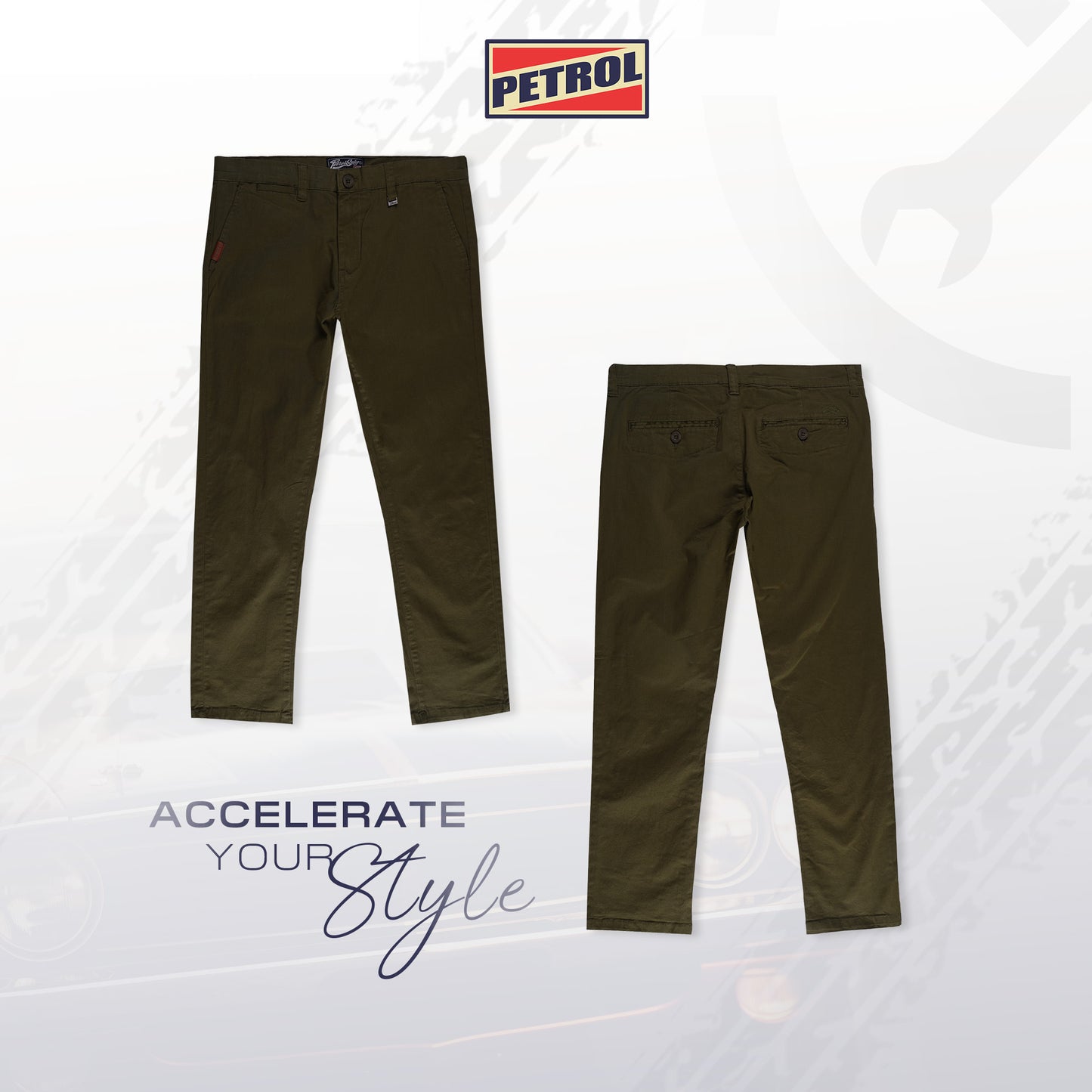 Petrol Men's Basic Non-Denim Chino Pants Mid-Rise Fitting 185139-U (Fatigue)