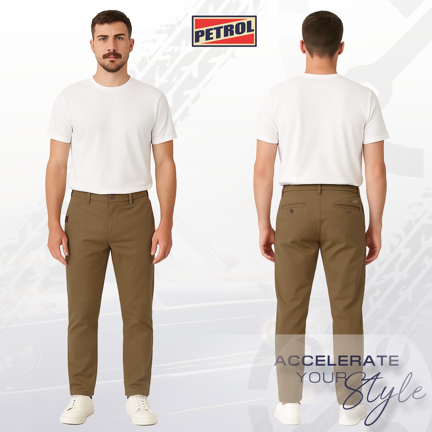 Petrol Men's Basic Non-Denim Chino Pants Mid-Rise Fitting 185159-U (Khaki)