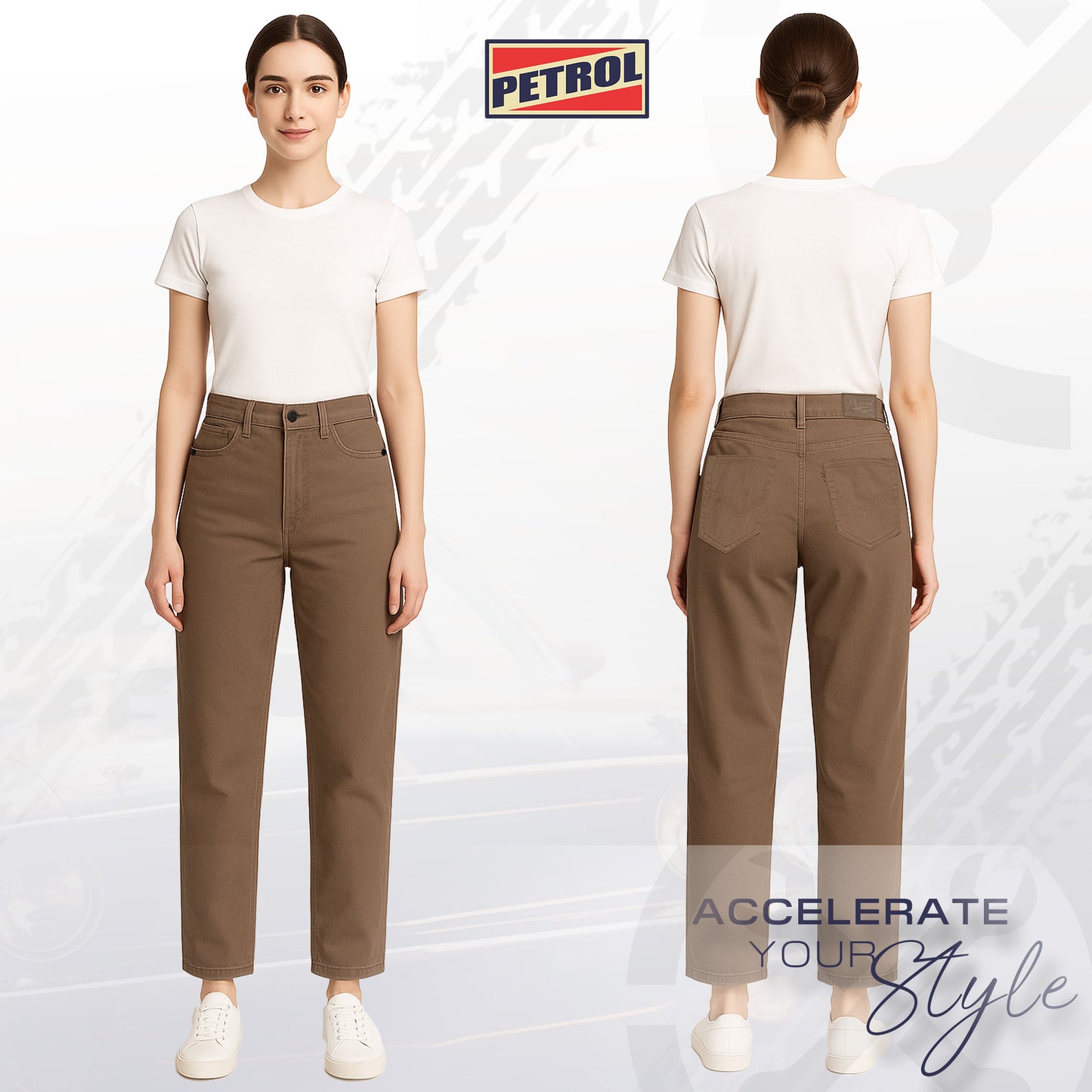 Petrol Ladies Basic Denim Colored Pants Mid-Rise 182749 (Khaki)