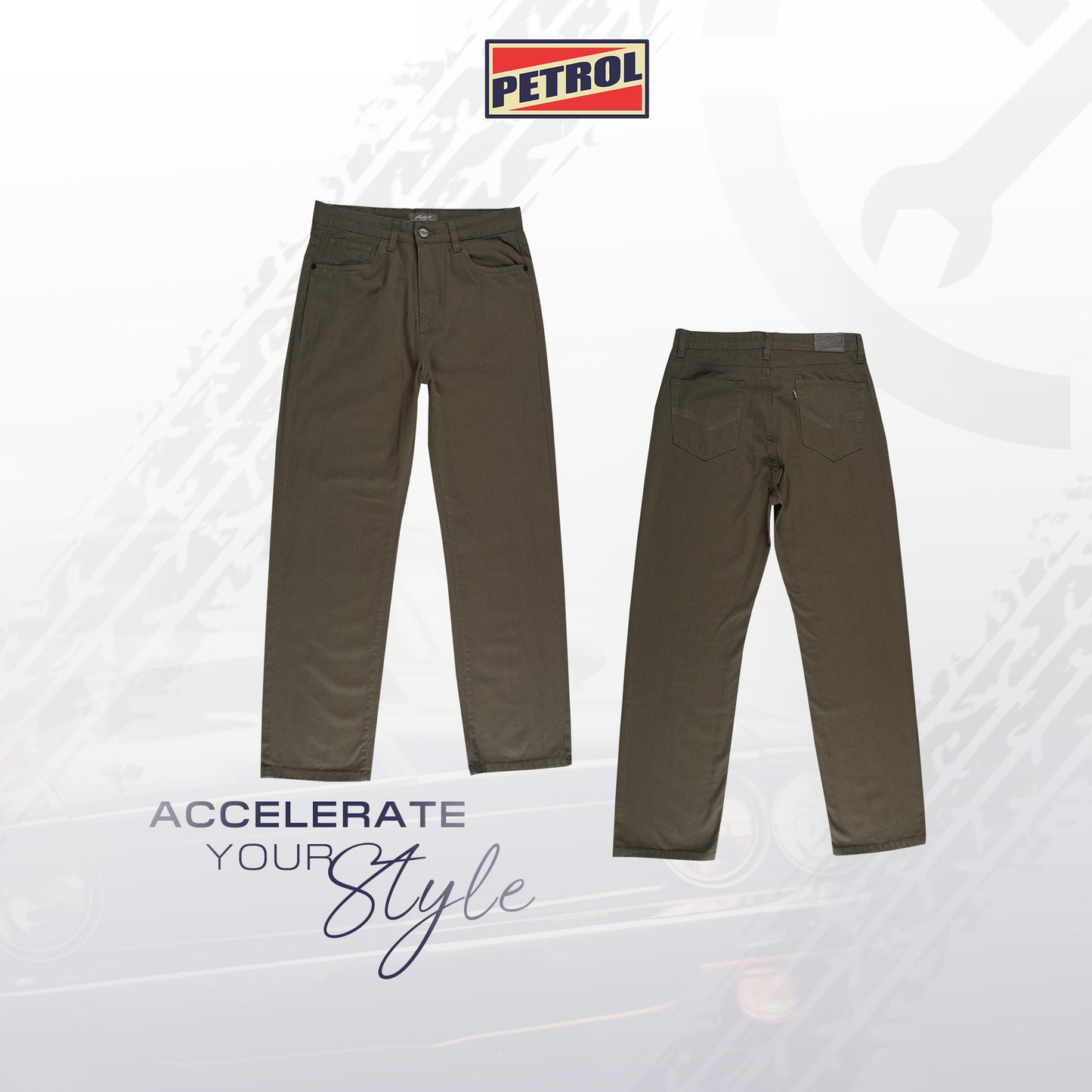 Petrol Ladies Basic Denim Colored Pants Mid-Rise 182756 (Olive)