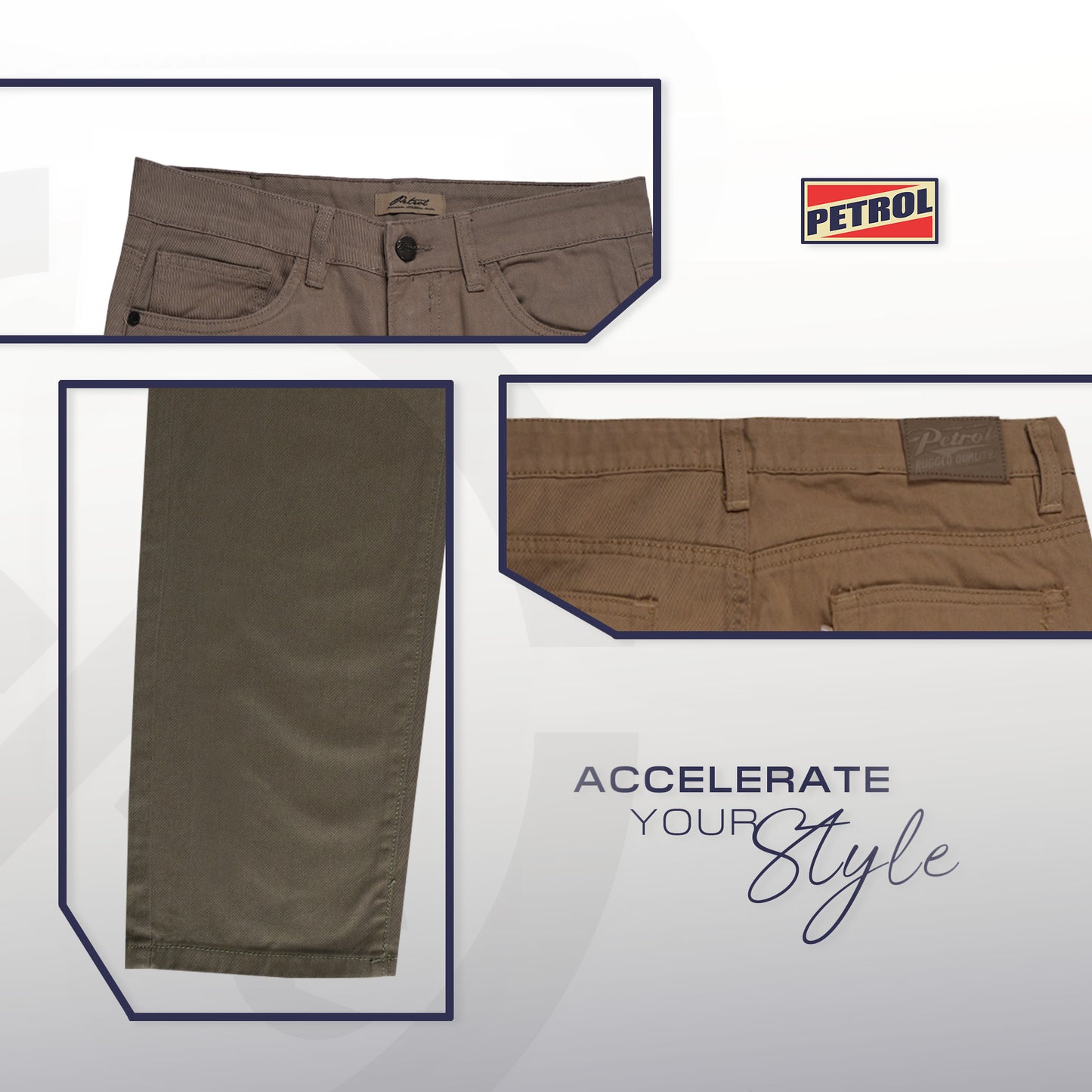 Petrol Ladies Basic Denim Colored Pants Mid-Rise 182756 (Olive)