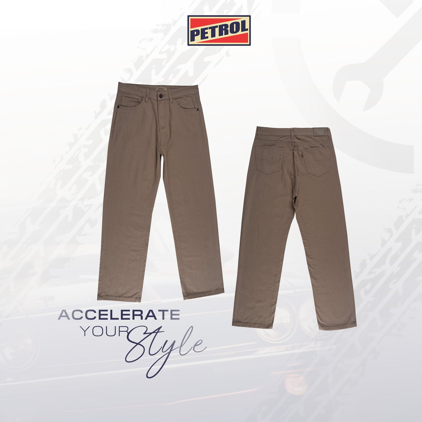 Petrol Ladies Basic Denim Colored Pants Mid-Rise 182742 (Brown)