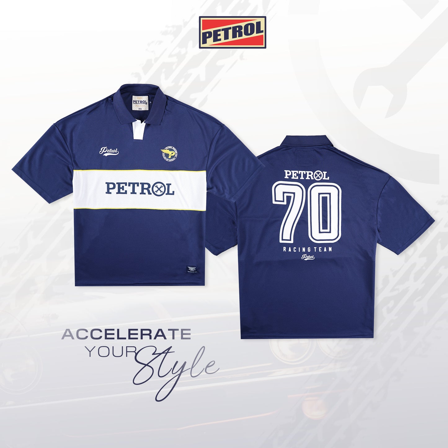 Petrol Men's Basic Collared Shirt Oversized Fitting 178107 (Navy)