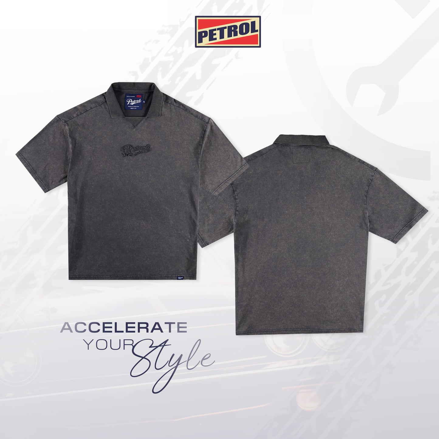 Petrol Men's Basic Collared Shirt Boxy Fitting 172519 (Acid Wash)