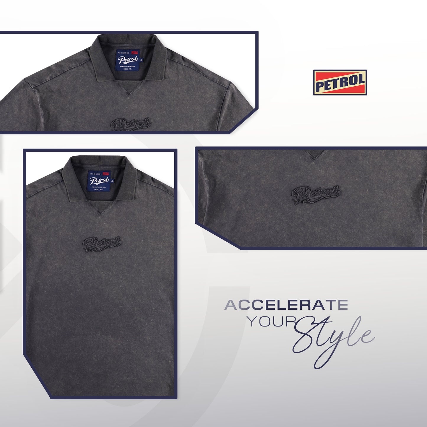 Petrol Men's Basic Collared Shirt Boxy Fitting 172519 (Acid Wash)